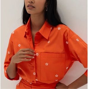 NWT Charli Embroidered button-up blouse